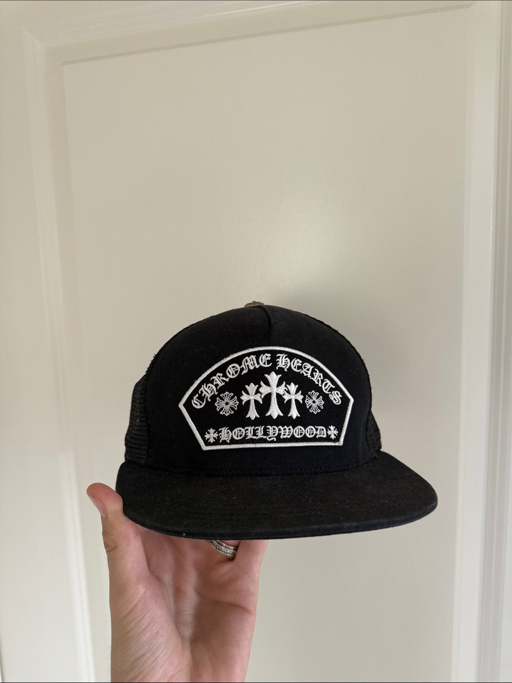 Chrome Hearts Black and White Patch Trucker Hat